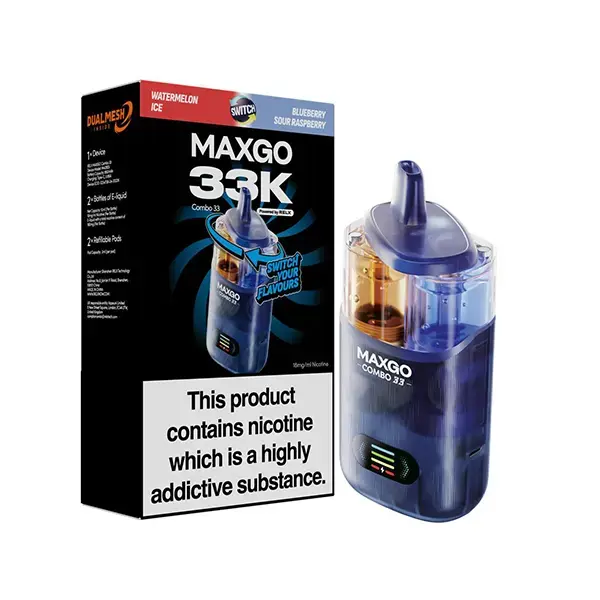 Watermelon / Blueberry Sour Raspberry RELX Maxgo Combo 33K Prefilled Pod Vape Kit