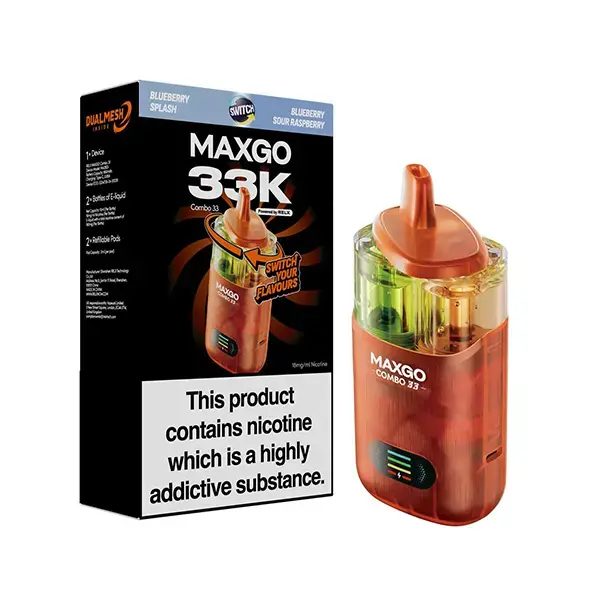 Blueberry Splash / Blueberry Sour Raspberry RELX Maxgo Combo 33K Prefilled Pod Vape Kit