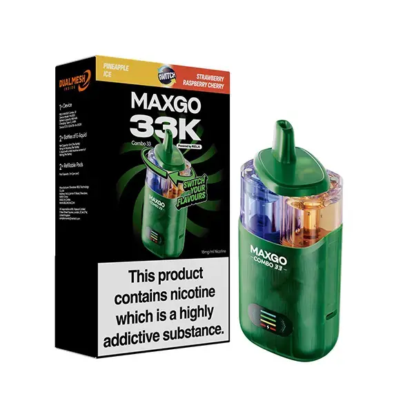 Pineapple Ice / Strawberry Raspberry Cherry RELX Maxgo Combo 33K Prefilled Pod Vape Kit