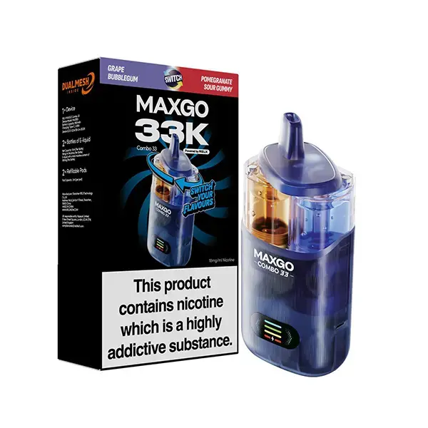Grape Bubblegum / Pomegranate Sour Gummy RELX Maxgo Combo 33K Prefilled Pod Vape Kit