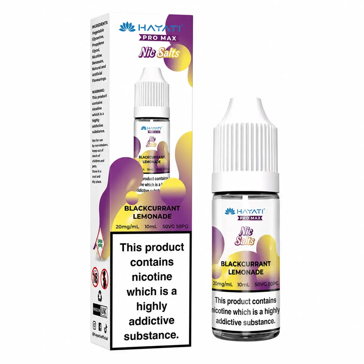 Blackcurrant Lemonade Nic Salt E-Liquid by Hayati Pro Max 10ml