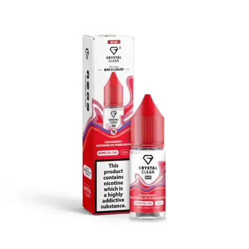 Strawberry Watermelon Bubblegum Nic Salt E-Liquid by Crystal Clear Bar Salts 10ml - 10mg
