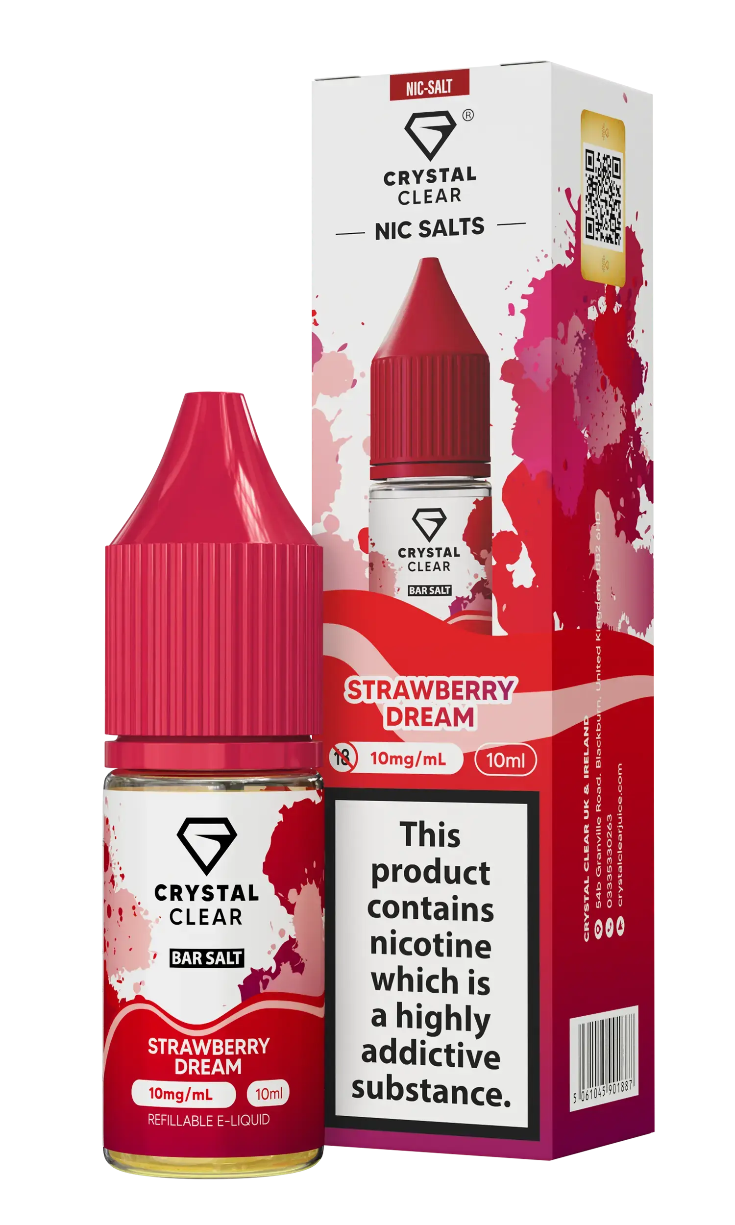 Strawberry Dream Nic Salt E-Liquid by Crystal Clear Bar Salts 10ml